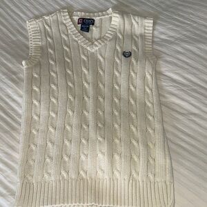 Chaps Men's V-Neck Sweater Vest in Cream